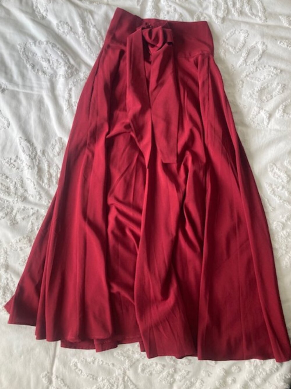 Hanlolo Red Maxi Skirt – High Waisted Flowy Pleated – Size Small - Picture 2 of 2